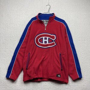 VTG Montreal Canadiens Polar Fleece Sweater Red / Blue NHL Hockey Men Sz M Merch